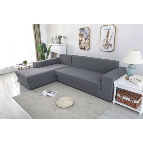 (Grau) Luxuriöser LD 3+2-Sitzer-Ecksofabezug aus Polyester – Grau (1/4)