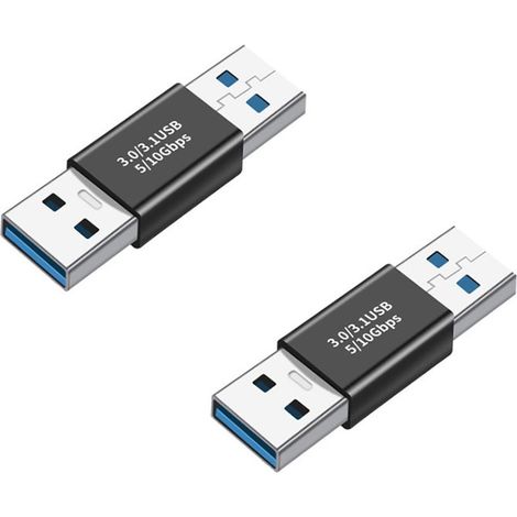 Adaptateur USB mâle vers USB mâle 3.1 droit (lot de 2) - Transfert de données rapide (1/3)