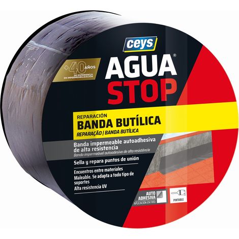 Sellador impermeable Aguastop Banda Impermeabilizante, Butilo, Gris, 10 cm x 3 m Ceys 902814 (1/6)