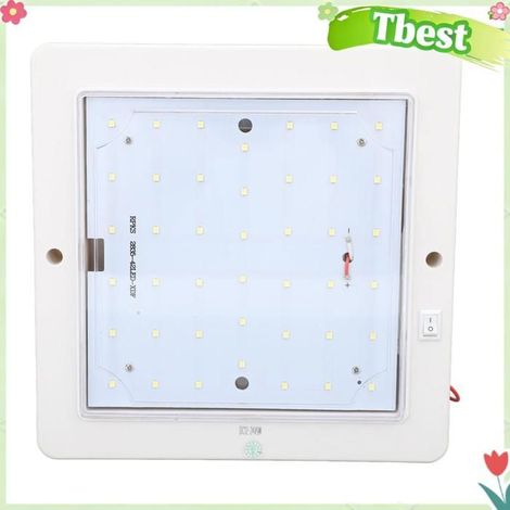 Tbest Plafonnier de cabine de camping-car 8x8 pouces DC 12-24V carré RV cabine moto coffret Lumière blanche pure 6 000 à 6 500 K (1/5)