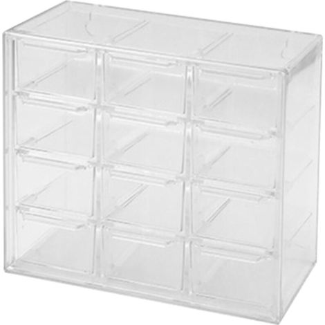 Caja De Almacenamiento Con Compartimentos - Plástico Abs Transparente - 12 Compartimentos - Para Joyas Y Manualidades - 1 Unidad (1/5)