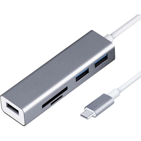Hub USB-C, station d'accueil multiport avec lecteur de cartes SD et hub USB-C 5 en 1 comprenant 3 ports USB 3.0 et un lecteur de cartes mémoire SD/Mi