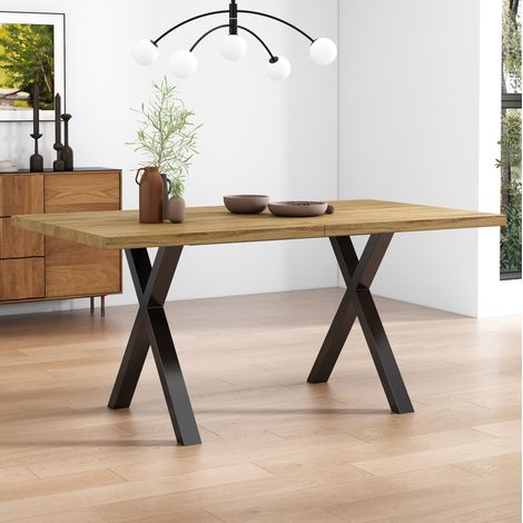 Esstisch 140x80x76 cm Eiche MDF und Metall mit Kreuzbeinen, modern und vielseitig (1/5)