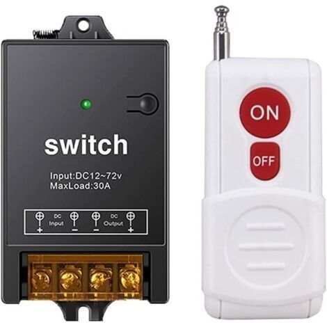 Commutateur de télécommande sans fil RF 12V/24V/48V/72V – Portée 1600 pieds – Modes bascule et verrouillé – Relais 40A pour systèmes d'éclairage (1/5)