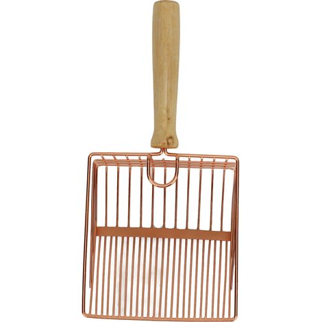 Pelle à litière pour chat avec long manche en bois et crochet de suspension en métal robuste, facile à nettoyer, pour bac à litière domestique (1/5)