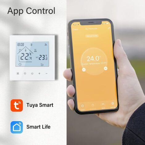Thermostat Connecté WiFi Maison Connectée Thermostat pour Plancher Chauffant à Eau Thermostats d'ambiance Programmables sans Fil Compatible Alexa, Google Home 3A,Blanc (1/3)