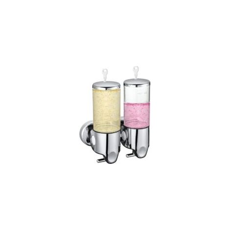Dispenser di sapone a doppio scomparto, dispenser manuale a parete per sapone liquido, shampoo, lozione, gel doccia, per WC, bagno, hotel, cucina - Crezuo