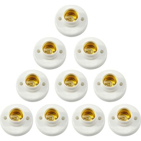 Portalampada E27 con attacco a vite, montaggio a parete in plastica, adattatore convertitore per base lampadina LED, portalampada rotondo in plastica con attacco a vite per portalampada, 10 pezzi