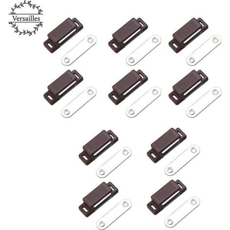 Cierre magnético potente, 4 kg – Paquete de 10 – Marrón – Para puertas y armarios – Modelo Versalles