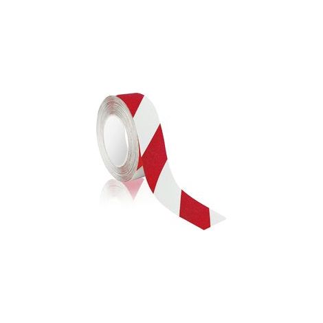 Ruban adhésif antidérapant Rouge/blanc 50 mm x 10 m Pour l'intérieur et l'extérieur I Ruban adhésif antidérapant pour escalier, échelle, salle de bain I Bande antidérapante