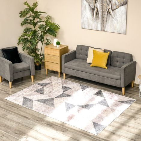 Alfombra de terciopelo geométrica gris 230x160 cm salón dormitorio oficina (1/5)