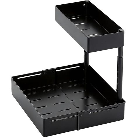 Organizador para debajo del fregadero, altura ajustable, diseño de deslizamiento suave, color negro. (1/2)