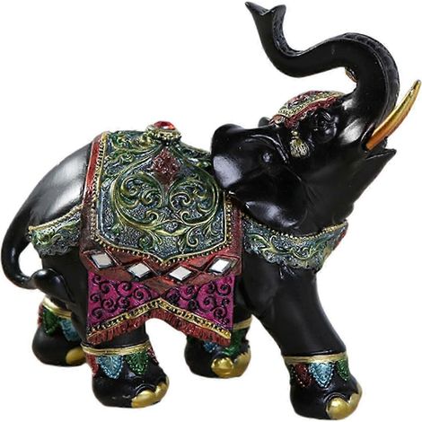 2x Elefant mit zwei Babys, handgefertigte Tierfigur, Bürodekoration-14x6x15cm-Right (1/5)