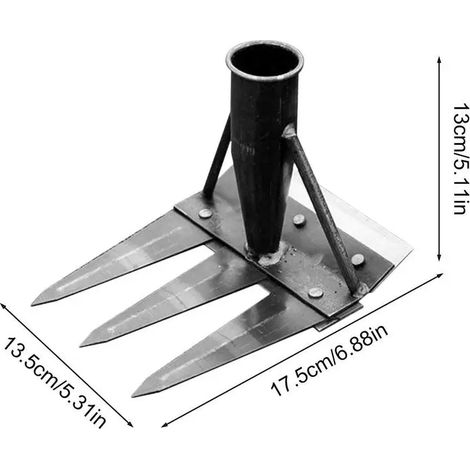 (3 dents) Râteau de jardin à main en acier au carbone, outil agricole, scarificateur, herse à clous, outil de désherbage (1/5)