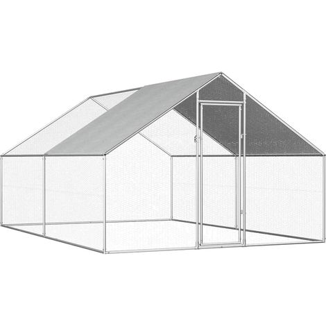 Enclos Poulailler extérieur - Parc enclos pour animaux Cage à poules 2,75 x 4 x 1,92 m Acier galvanisé BV407865 - BonneVie (1/5)