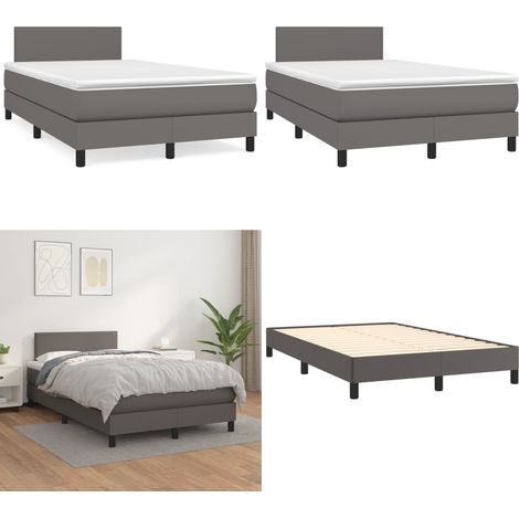 Sommier à lattes de lit avec matelas gris 120x190 cm similicuir - Lit Plateforme - Lit Double - Literie - Chambre À Coucher - Mobilier - Home & Living (1/5)