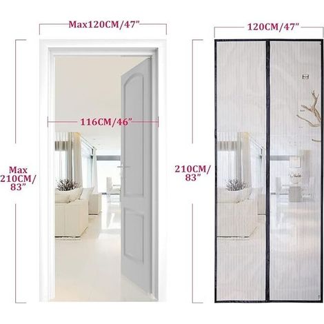 Magnetisches Türgitter 120 x 210 cm – Schwarzes Polyester – Schnelle, werkzeuglose Montage – Schutz vor fliegenden Insekten (1/5)