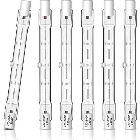 Lot de 6 Ampoule Halogène R7S 118mm 230W Dimmable, Ampoule R7s Linéaire 2700K Blanc Chaud, 4650LM, AC 230V, J118 Halogène pour Projecteur, l’éclairage de Paysage, Lampe de Travail, Lampadaire (1/5)