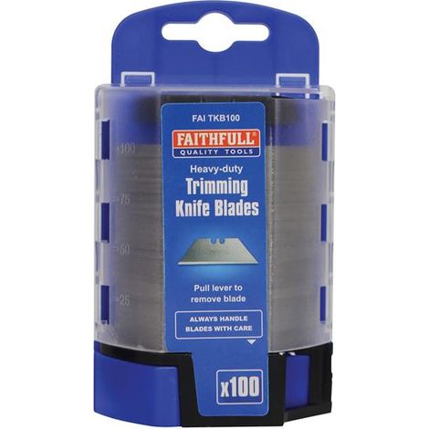 Faithfull Heavy-Duty Trimming Knife Blades Pack of 100 with Safe Storage Dispenser (1/5)