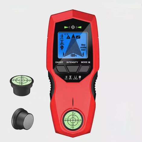 Detector de vigas de pared 7 en 1, multifunción, electrónico, con pantalla LCD, detector de línea de CA, detector de vigas de pared, madera, metal (rojo) (1/5)
