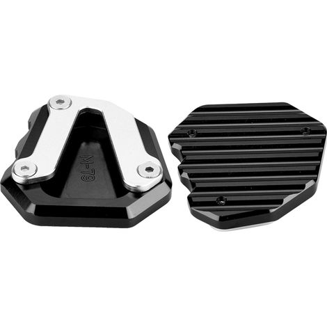 Jeu de 2 patins élargisseurs de béquille latérale CNC pour moto 790, noir, compatible 2018-2019, plaque d'appui antidérapante. (1/5)