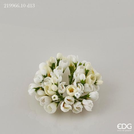 EDG Enzo De Gasperi Portacandela Corona Crocus-Mix D 13 Cm Int. 3,5 Cm Bianco