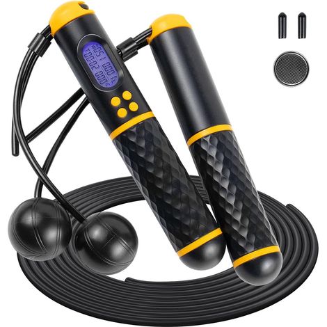 Corde à sauter numérique sans fil - corde réglable anti-emmêlement, poignée antidérapante lestée, fitness et entraînement, saut pour enfants et adultes (1/5)