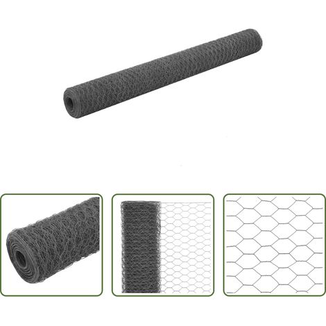vidaXL Cage -  Grillage Acier avec revêtement en PVC 25x1,2 m Gris (1/5)