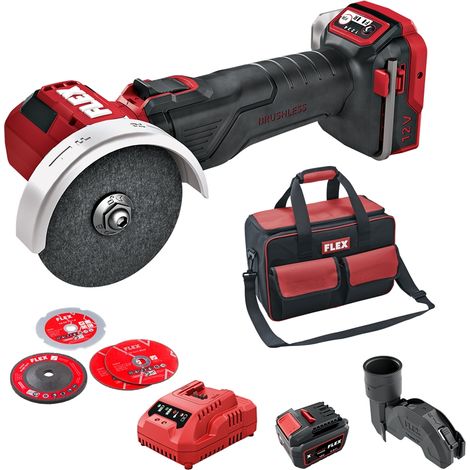 Flex Akku-Mini-Winkelschleifer LBE 76 12-EC inkl. 1 Akku 5,0, Ladegerät, Tasche