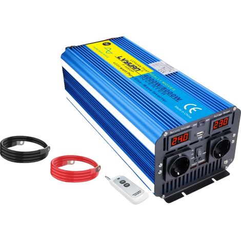 Inverter, onda sinusoidale pura, potenza continua 4000W, LED blu, Europa, DC12V, AC220V-240V (1/2)