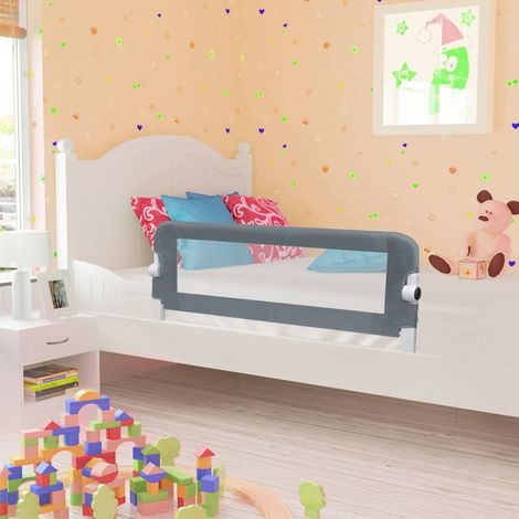 Barrière de lit enfant, Garde-corps pour lit pour la prévention des chutes Gris 102x42 cm Polyester NKK91554 (1/5)