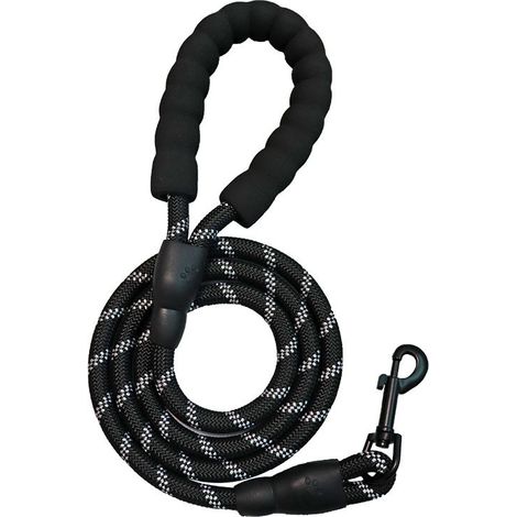 Laisse pour chien Laisse pour chien noire Sangle confortable pour animal de compagnie de 1,5 m pour laisse pour chien de taille moyenne (1/5)