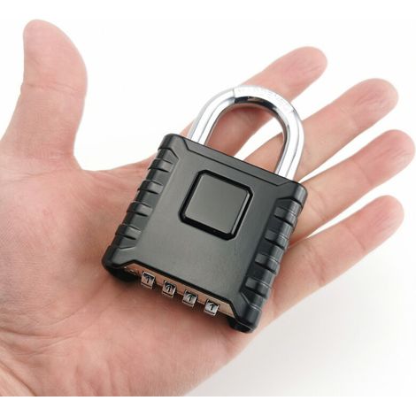 4-stelliges Zahlenschloss, 53 mm, wasserdicht, robust und diebstahlsicher, 8 mm Zahlenschloss, schwarz