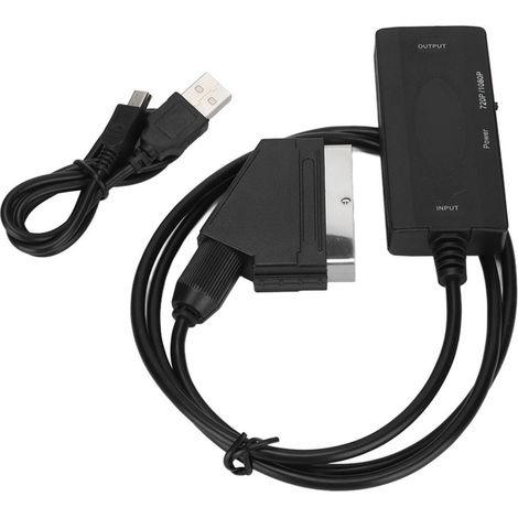 Convertisseur SCART vers interface multimédia HD Full HD 720p/1080p avec câble d'alimentation USB (1/5)