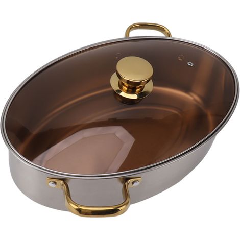 Cuiseur vapeur ovale en acier inoxydable 304, multifonctionnel, pour la cuisson des fruits de mer, avec grille et couvercle en céramique. (1/5)
