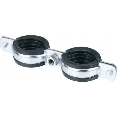 Abrazadera doble para tubos de 20-24 mm (1/2") con goma.