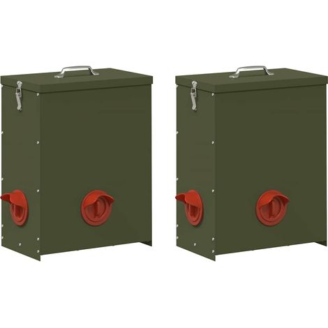 Mangeoire pour poules 2 pcs Vert olive 32,5 x 20,5 x 43 cm