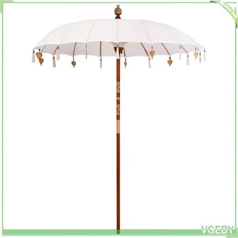 Parasol balinais - FAFEICY - 42006450 - Crème - 190x190x260 cm - Mât sculpté à la main (1/5)