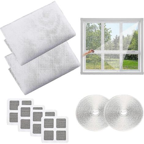Moustiquaires pour fenêtres, lot de 2 moustiquaires universelles (1,52 m), réglables, invisibles (avec bandes adhésives et fixations incluses). (1/4)