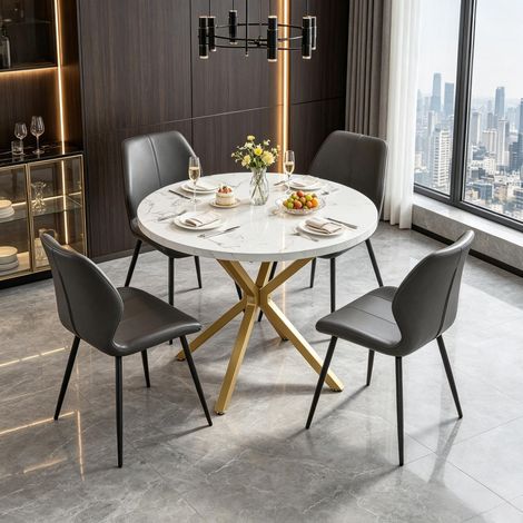 Tavolo rotondo da cucina, tavolo da conferenza con gambe dal design elegante, tavolo multifunzionale, ideale per sale da pranzo, soggiorni o aree bar (solo tavolo da cucina) (1/5)