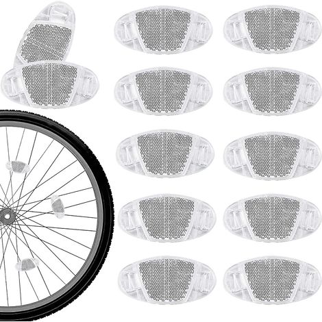 Lot de 12 réflecteurs de rayons pour vélo, pour une sécurité routière nocturne optimale - Réflecteurs blancs pour roues de VTT et vélos de route (1/5)