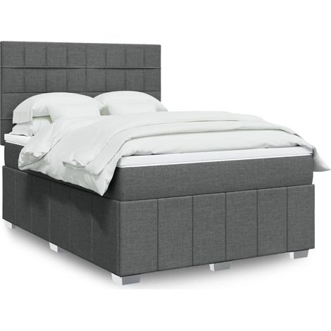 Boxspringbett mit Matratze Dunkelgrau 160x200 cm Stoff (1/5)