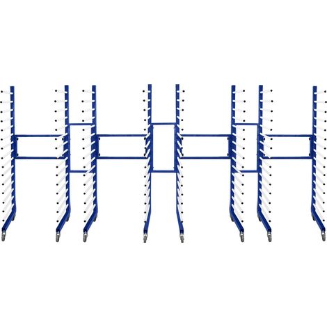 Chariots de Séchage Combinables en Acier Bleu x4 & 3 Connecteurs – 25KG / Niveau, 15 Étages, Jusqu’à 375KG - Étagères Interconnectables sur Roulettes – Peinture Planches Atelier Art Bricolage