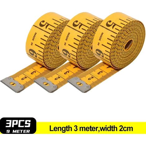 Mètre ruban souple de 300 cm / 120 pouces avec double échelle, flexible, jaune, pour la couture et la confection de vêtements. (1/5)