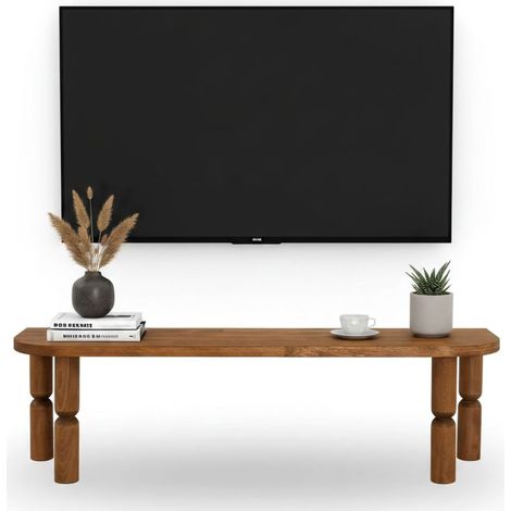 Dmora - Mobile porta TV Fengshen, Credenza da soggiorno, Armadio basso per TV, Base parete attrezzata, 140x35h40 cm, Quercia