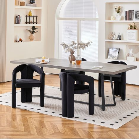 Pack de 2 sillas de comedor de terciopelo negro con reposabrazos ergonómicos 150 kg - CHICFURN (1/5)