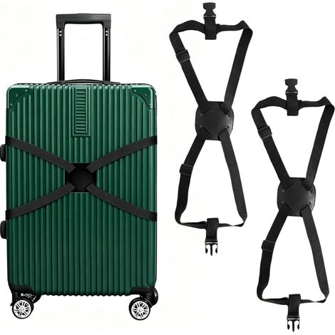 2 Ceintures De Bagages Élastiques avec Boucles, Ceintures De Serrage Ajustables pour Valises Sacs À Dos Sacs, Ceinture Bungee Portable pour Voyages aéroport Déplacement (1/5)