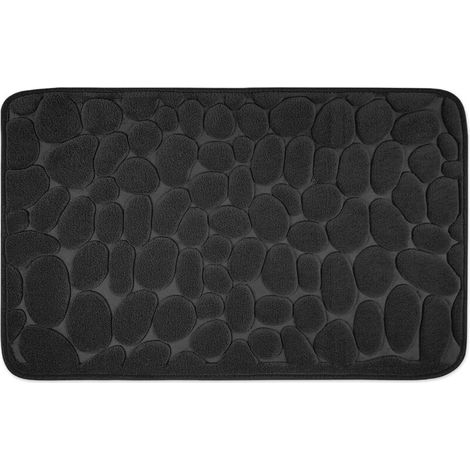 Tapis de bain en mousse à mémoire de forme, tapis de douche absorbant, tapis antidérapant, 50 x 80 cm, noir (1/5)