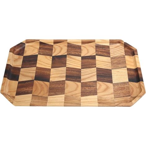 Plateau de Service en Bois, Plateaux rectangulaires à Motif de Grille, Plateau de Service, Plateau en Bois, Plateau à Fromage pour café, thé, Fruits, Pot de Fleurs(38 24) (1/5)