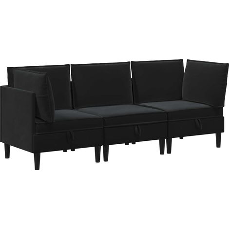 Juego de muebles de salón con cojín 3 pcs Negro Terciopelo vidaXL (1/5)